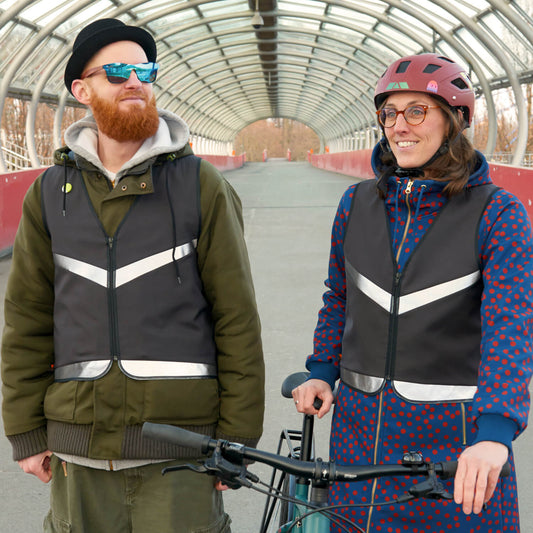 Warnwesten schwarz Damen Herren Fahrrad